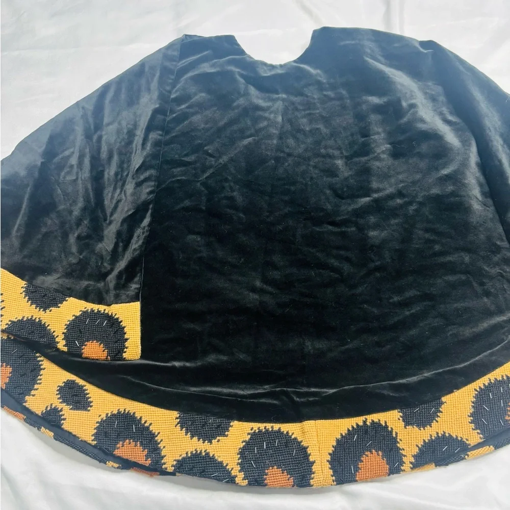 West Elm Velvet Leopard Trim Beaded Tree skirt
